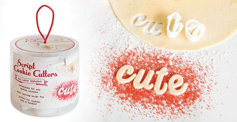 Talisman Designs Script Cookie Cutters | Set of 26 | White | Made of BPA Free Plastic | Small Letter Cutters for Cookies, Pies, Dough & Fondant | Baking Alphabet Cookie Cutters - Image 1